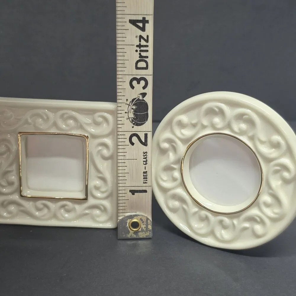 LENOX 3 DIFFERENT MINI IVORY PORCELAIN PICTURE FRAMES HEART CIRCLE SQUARE